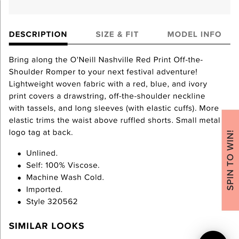 ONEILL Nashville off the shoulder ROMPER - Picture 7 of 7
